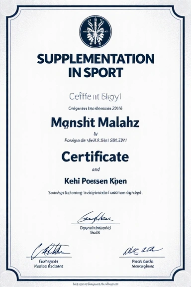 Certyfikat ukończenia kursu Suplementacji w Sporcie.