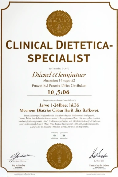 Certyfikat ukończenia kursu Dietetyki Klinicznej.